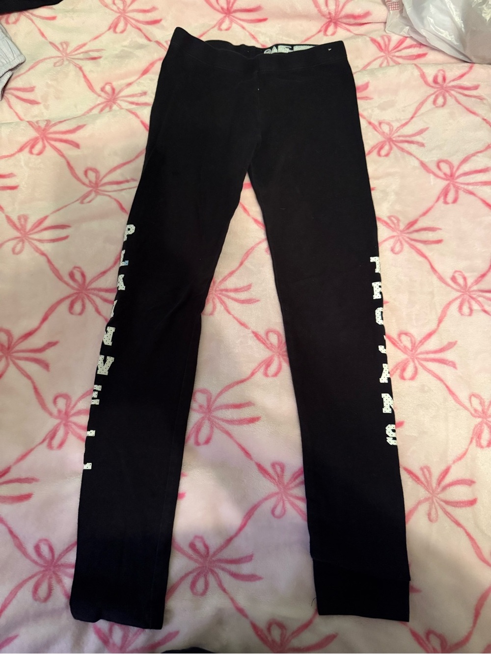 wonder nation Black Leggings with White Side Lettering Plainwell Trojans